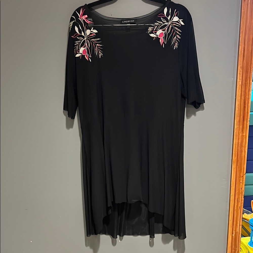 Lane Bryant Black and Pink Blouse Elegant Top